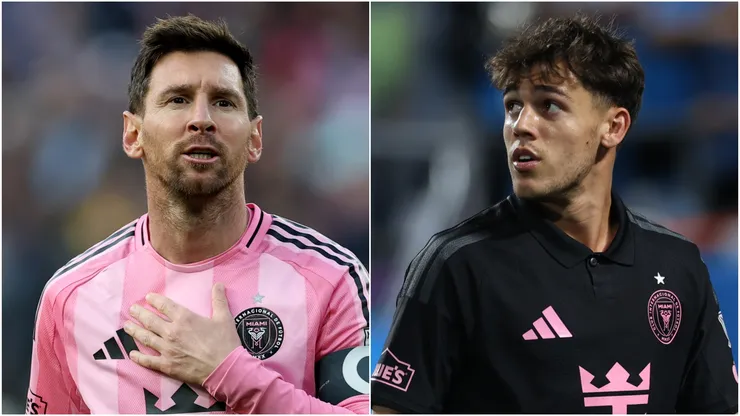 Lionel Messi #10 and Noah Allen #32 of Inter Miami CF.
