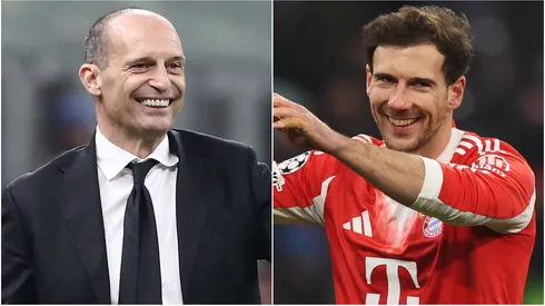 AC Milan coach Massimiliano Allegri and Leon Goretzka of FC Bayern Munich.