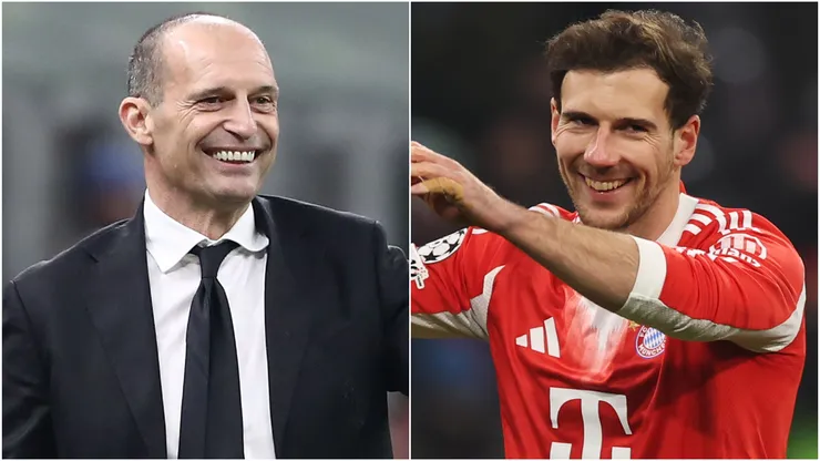 AC Milan coach Massimiliano Allegri and Leon Goretzka of FC Bayern Munich.

