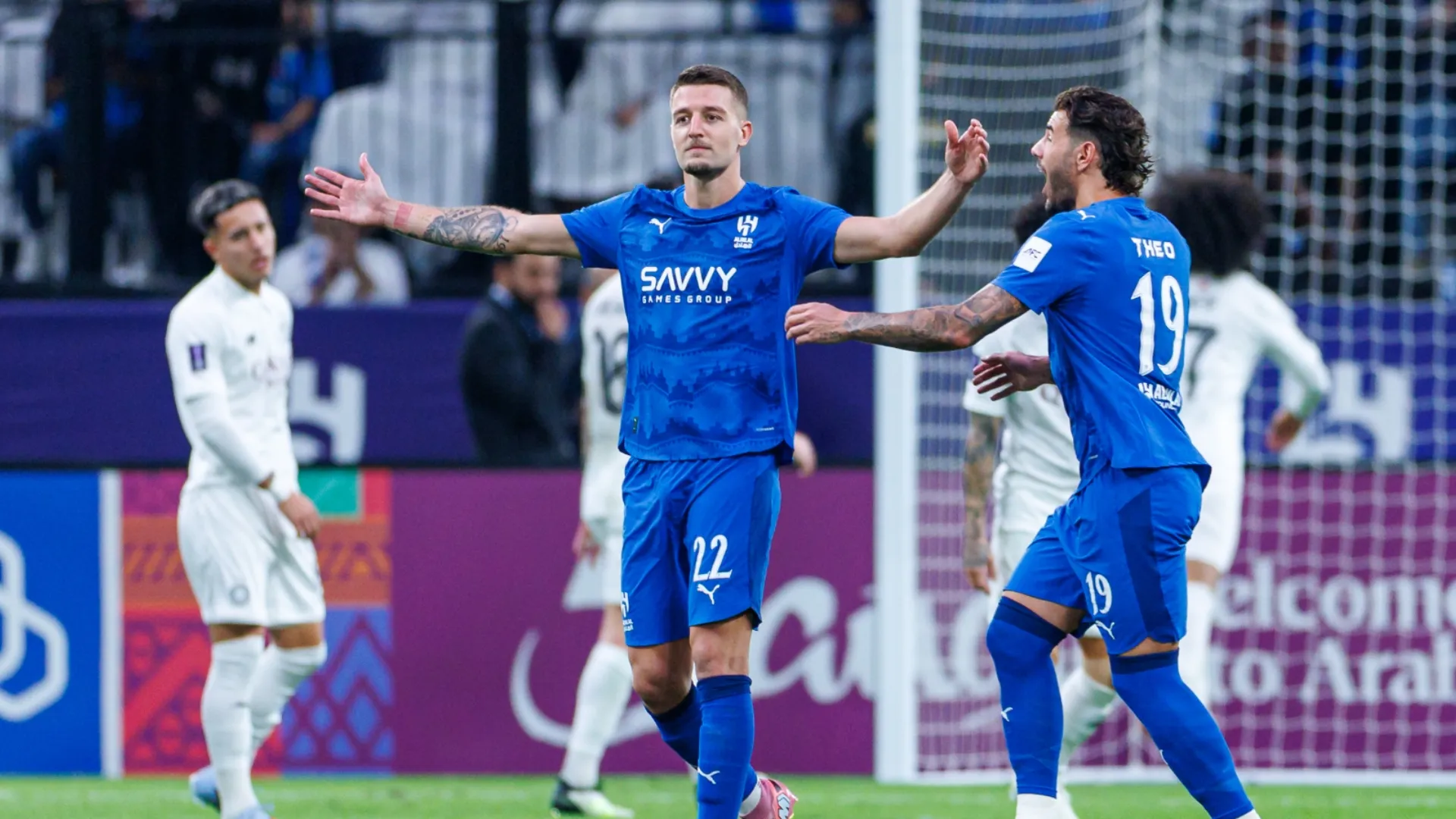 Sergej Milinkovic-Savic of Al Hilal FC celebrates scoring in the AFC Champions League Elite.