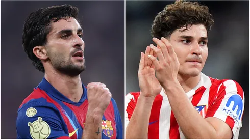 Ferran Torres of FC Barcelona and Julian Alvarez of Atletico de Madrid.