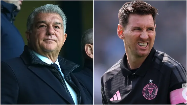 Joan Laporta, President of FC Barcelona and Lionel Messi #10 of Inter Miami CF.
