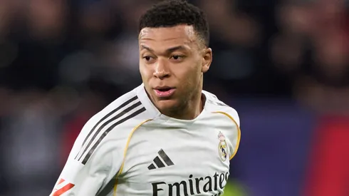 Kylian Mbappe of Real Madrid in action during the LaLiga EA Sports match.