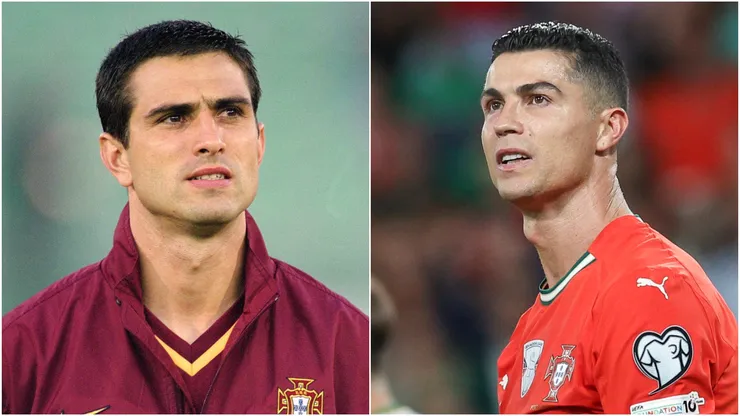 Pauleta (L) and Cristiano Ronaldo (R) of Portugal.
