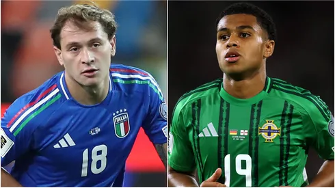 Nicolo’ Barella of Italy and Shea Charles of Northern Ireland.