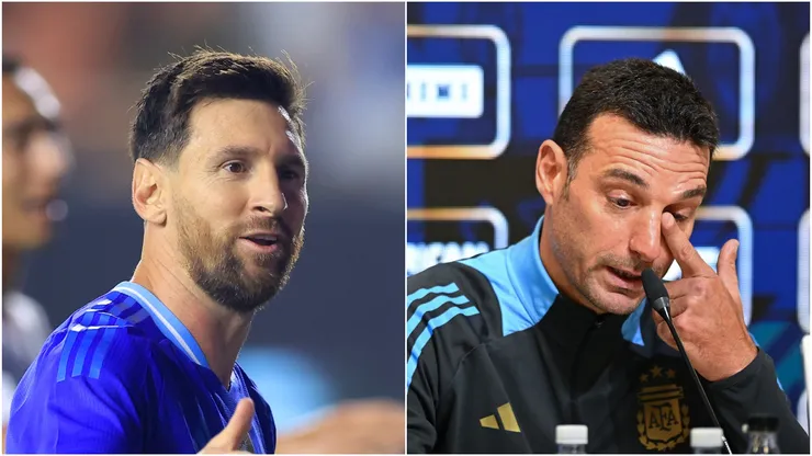 Argentina star Lionel Messi and coach Lionel Scaloni.
