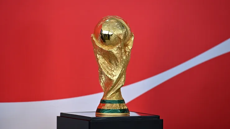 View of the World Cup trophy.