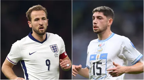 England's Harry Kane and Uruguay's Federico Valverde.