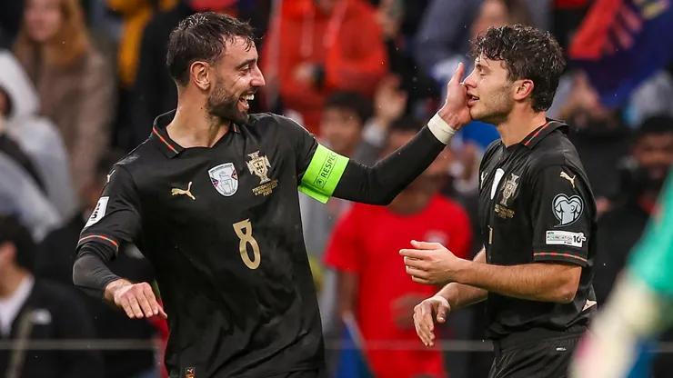 Joao Neves and Bruno Fernandes of Portugal.