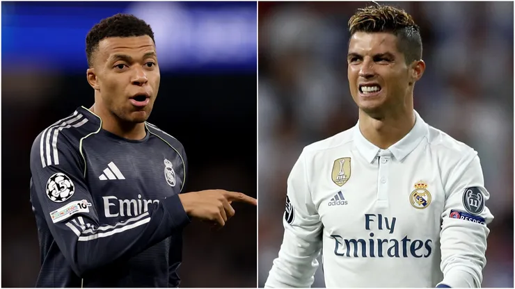 Kylian Mbappe (L) and Cristiano Ronaldo (R) of Real Madrid.