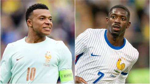 Kylian Mbappe (L) and Ousmane Dembele (R) of France.