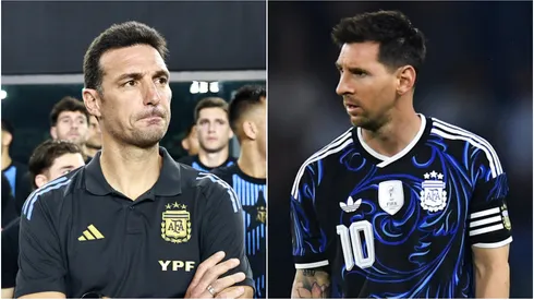 Lionel Scaloni and Lionel Messi of Argentina.