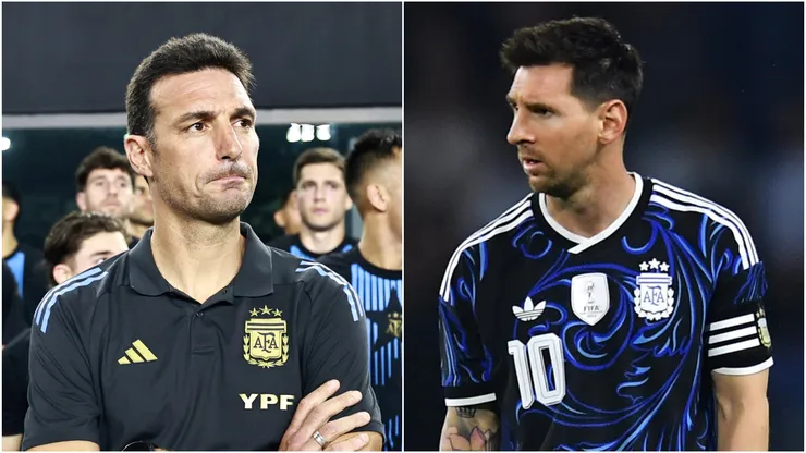 Lionel Scaloni and Lionel Messi of Argentina.
