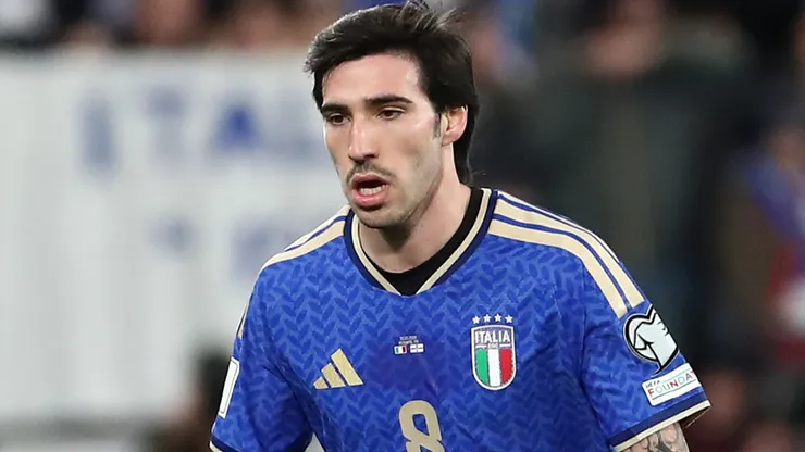 Sandro Tonali of Italy in action during the FIFA World Cup 2026 European Qualifiers.