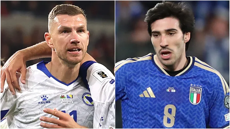 Edin Dzeko of Bosnia and Herzegovina and Sandro Tonali of Italy.
