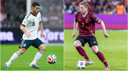 Mexico's Erik Lira and Belgium's Kevin De Bruyne.