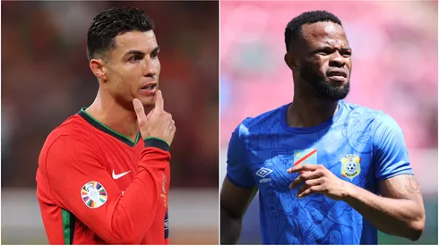 Cristiano Ronaldo of Portugal and Meschack Elia of Congo DR.