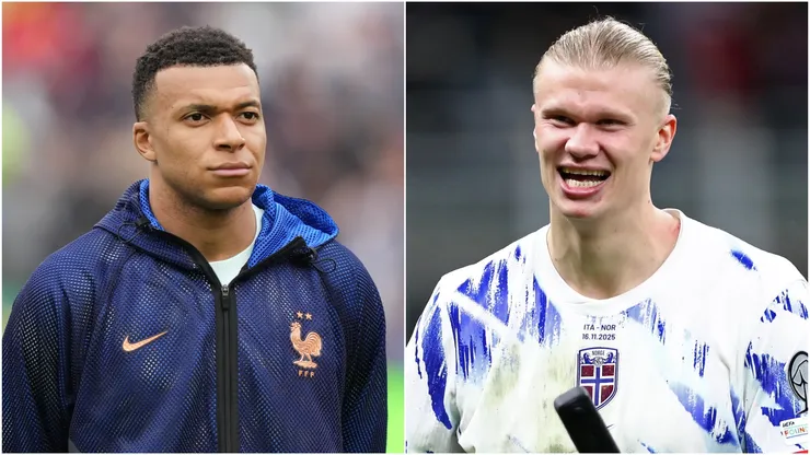 Kylian Mbappe of France and Erling Haaland of Norway.