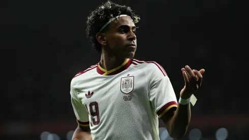 Lamine Yamal of Spain reacts during an international friendly match between Spain and Egypt