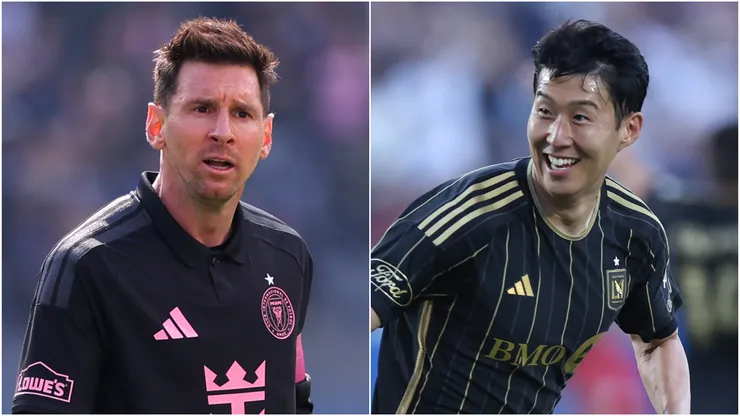 Lionel Messi #10 of Inter Miami CF and Son Heung-Min #7 of LAFC.