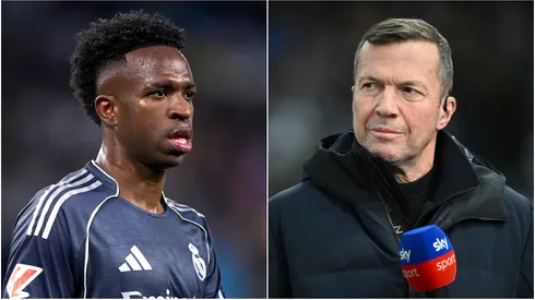 Vinicius Junior (L) of Real Madrid CF and Lothar Matthaus (R), now Sky Sports pundit.