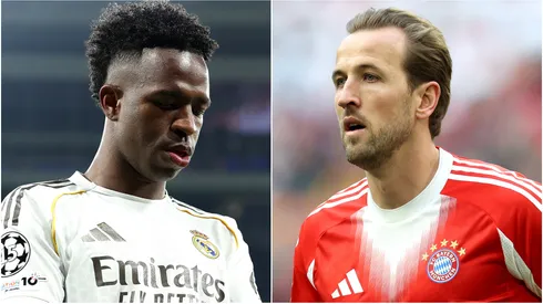 Vinicius Junior of Real Madrid and Harry Kane of FC Bayern München.