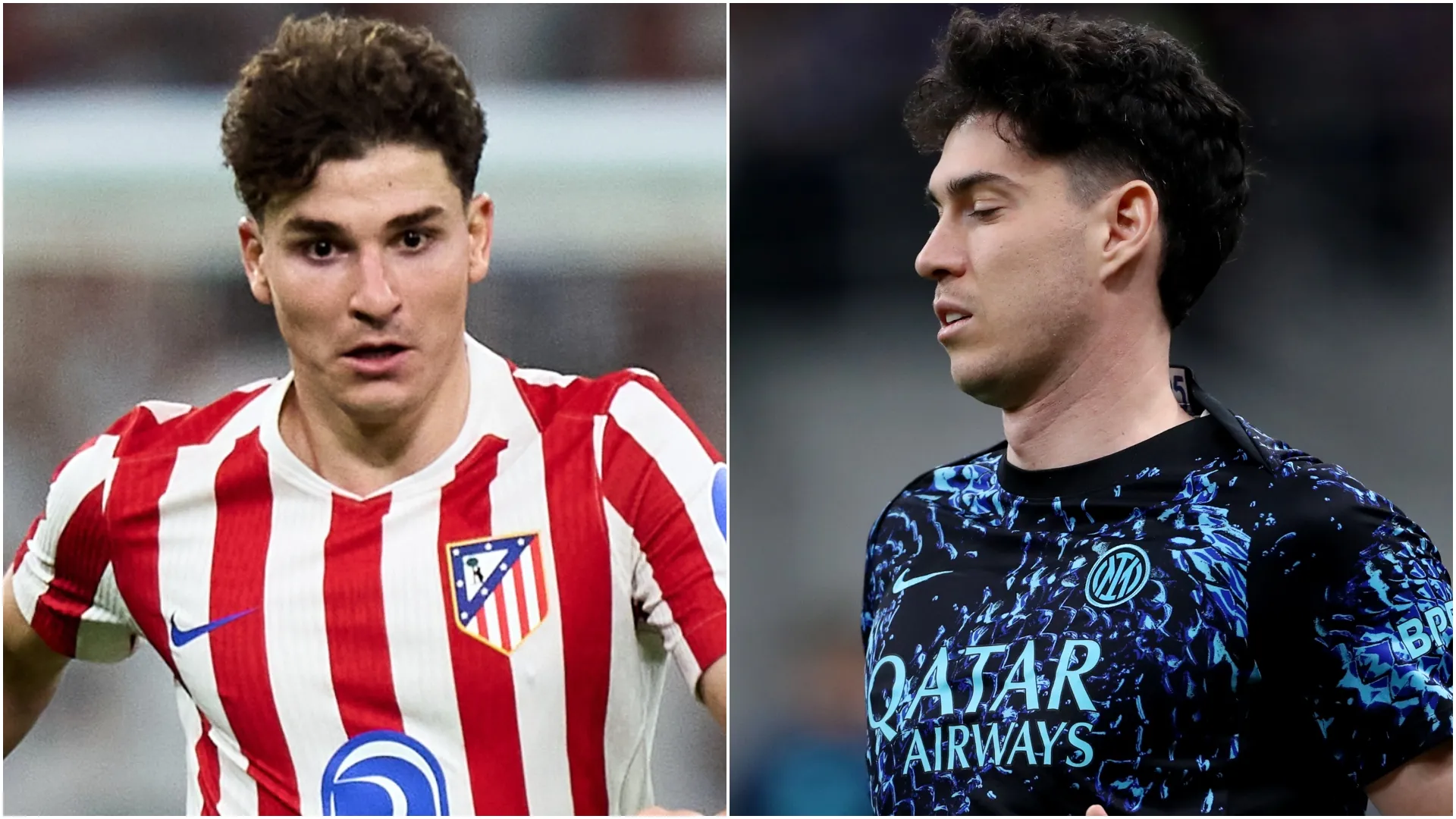 Julián Alvarez of Atletico Madrid and Alessandro Bastoni of Inter Milan.