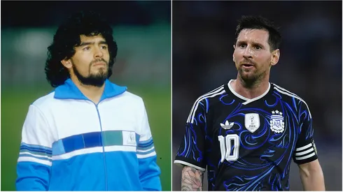 Diego Maradona and Lionel Messi of Argentina.