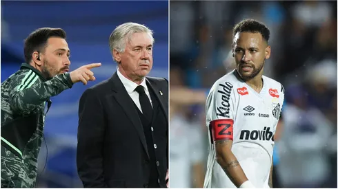 Davide Ancelotti, his father, Carlo Ancelotti, and Neymar.