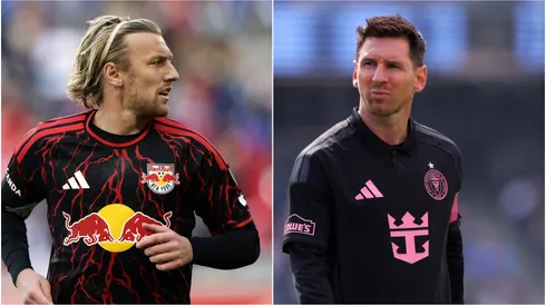 New York Red Bulls' Emil Forsberg and Inter Miami's Lionel Messi.