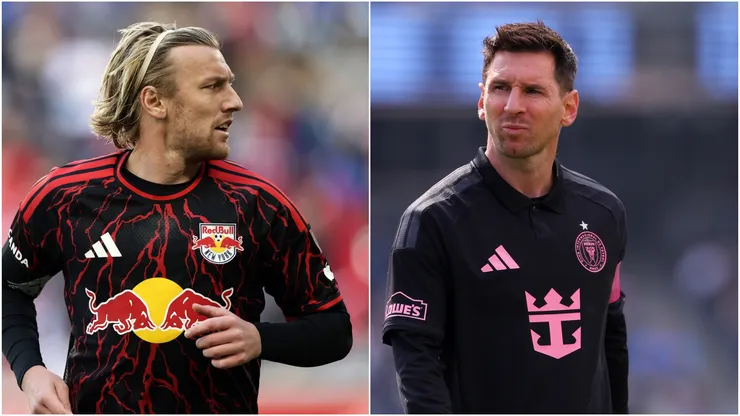 New York Red Bulls' Emil Forsberg and Inter Miami's Lionel Messi.