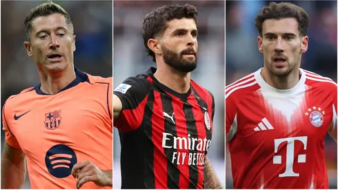 Robert Lewandowski (left), Christian Pulisic (center), and Leon Goretzka (right)