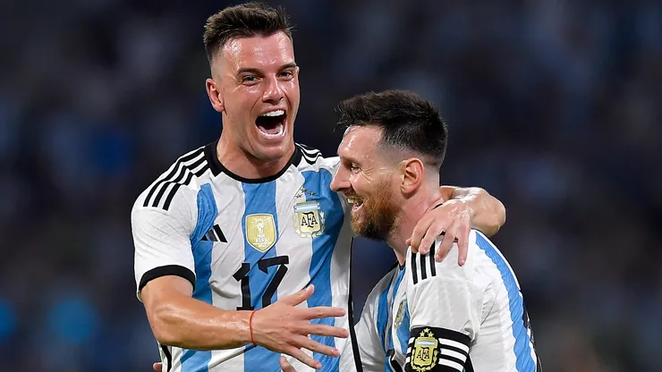 Argentina players Giovani Lo Celso and Lionel Messi.