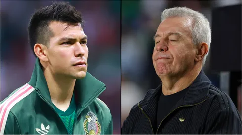 Mexico forward Hirving Lozano and coach Javier Aguirre.