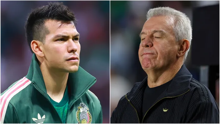 Mexico forward Hirving Lozano and coach Javier Aguirre.