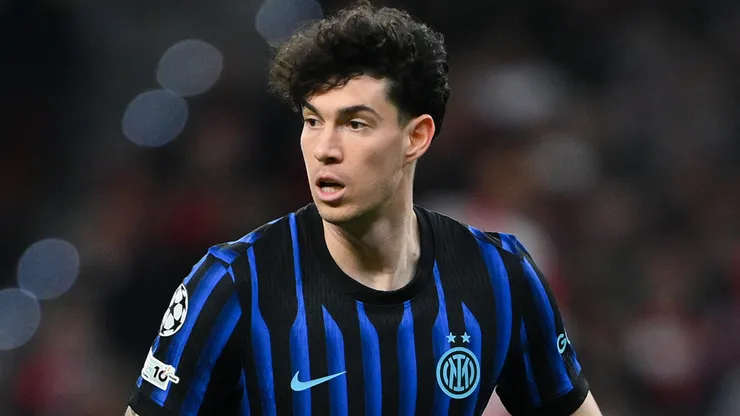 Alessandro Bastoni of Inter Milan runs with the ball during the UEFA Champions League.
