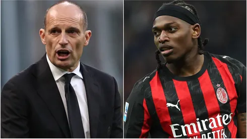 AC Milan coach Massimiliano Allegri and Rafael Leao.