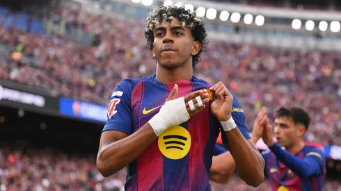 Lamine Yamal of FC Barcelona celebrating.