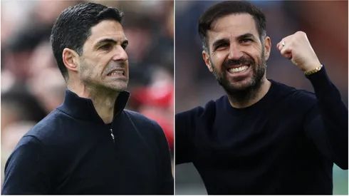 Mikel Arteta, Manager of Arsenal, and Como 1907 coach Cesc Fabregas.