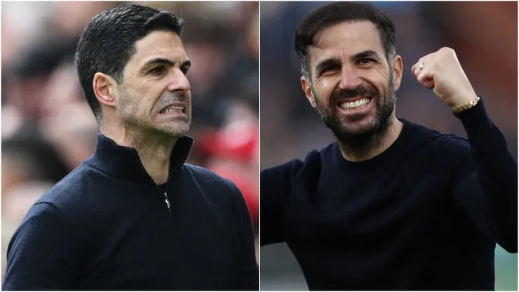 Mikel Arteta, Manager of Arsenal, and Como 1907 coach Cesc Fabregas.