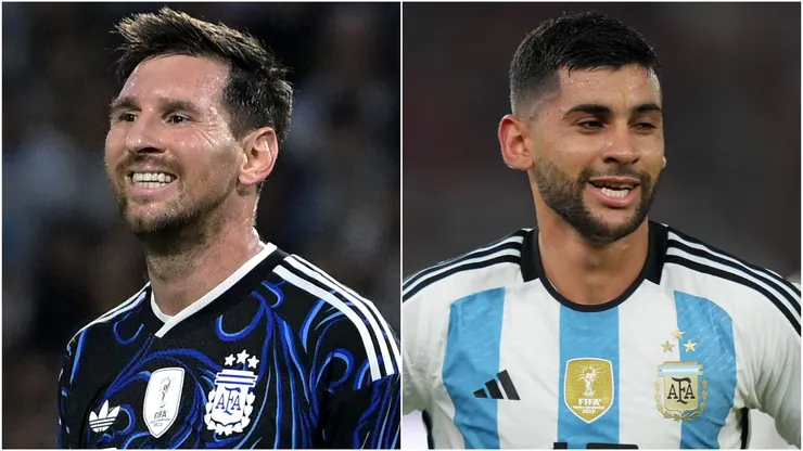 Argentina star Lionel Messi and Cristian Romero.