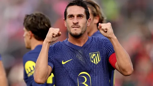 Koke of Atletico de Madrid celebrates scoring a goal.