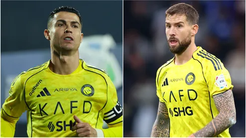 Cristiano Ronaldo (L) and Inigo Martinez (R) of Al Nassr.