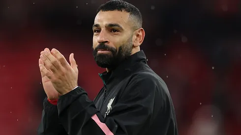 Mohamed Salah of Liverpool shows appreciation to the fans.
