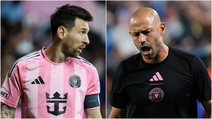 Inter Miami forward Lionel Messi and former coach Javier Mascherano.