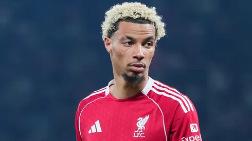 Hugo Ekitike of Liverpool looks on during the UEFA Champions League 2025/26 Quarter-Final.