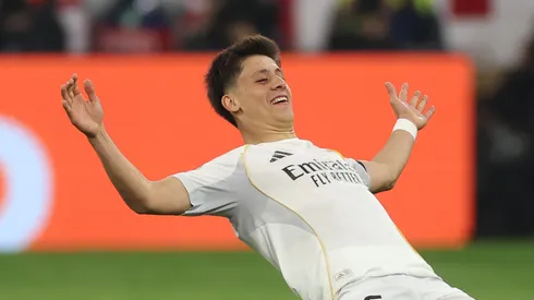 Arda Guler celebrates after scoring vs Bayern Munich.