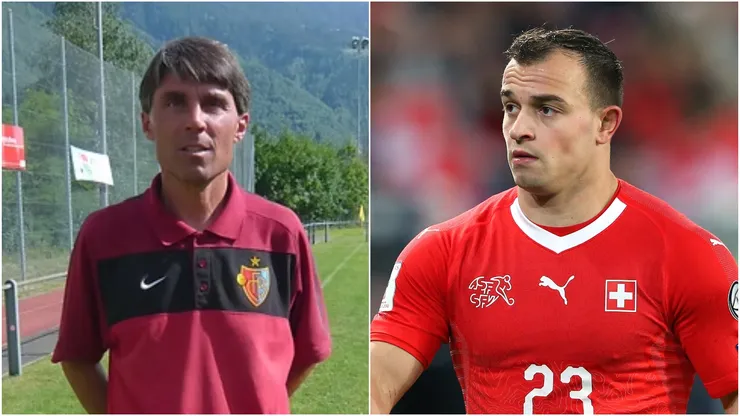 Facundo Alvanezzi (L), youth developer at FC Basel, and Xherdan Shaqiri (R) of Switzerland.
