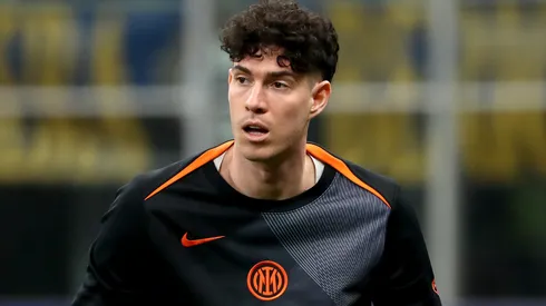 Alessandro Bastoni of Inter Milan warms up prior to the UEFA Champions League.