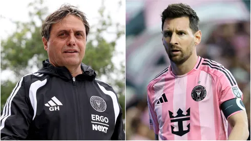 Inter Miami interim coach Guillermo Hoyos and Lionel Messi.